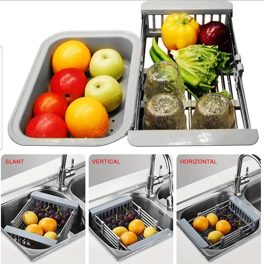 Adjustable Stainless Steel Over-Sink Dish Rack